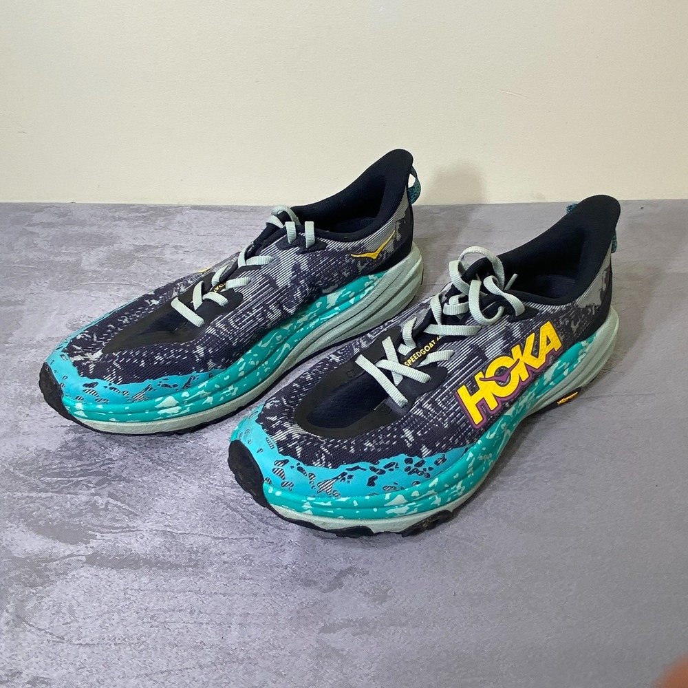 Hoka One One Speedgoat 6 Mens Trail Running Shoes Black Teal Yellow 1147912